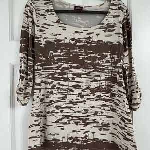 Anthropologie Brown and Cream Women's Top tunic size M
